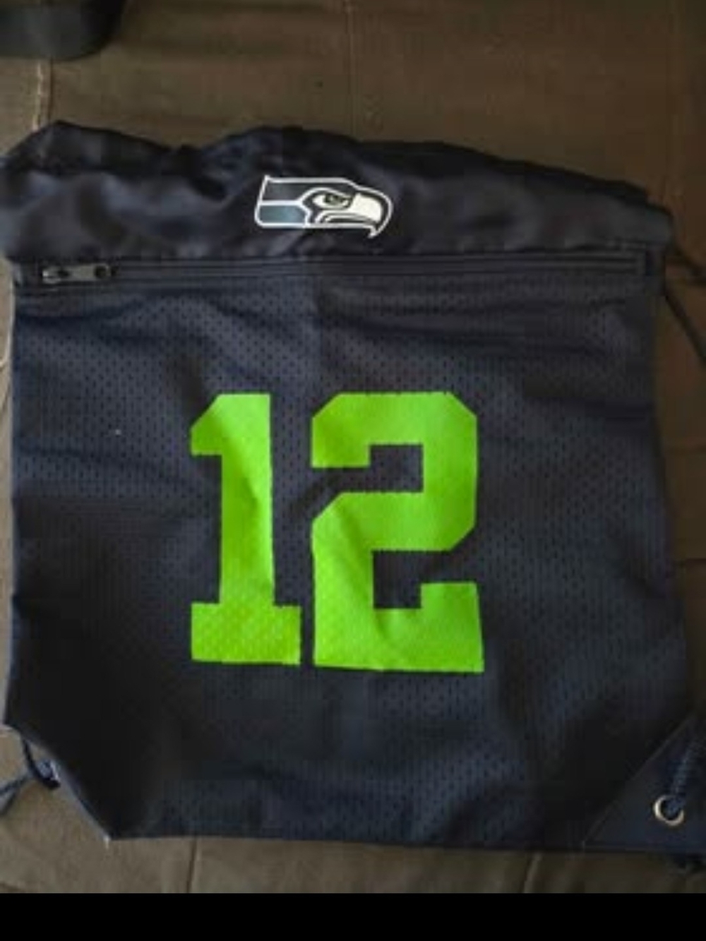 Seattle Seahawks Drawstring Gym Bag - Black & Neon Green